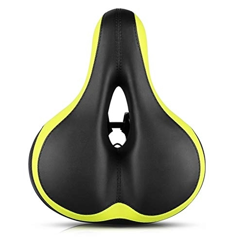 Mountain Bike Seat : VISTANIA Cycling Mountain Bicycle Saddle Big Butt Road Bike Seat With Light Comfortable Soft Shock Absorber Breathable Cycling Bicycle Seat (Color : Black Green)