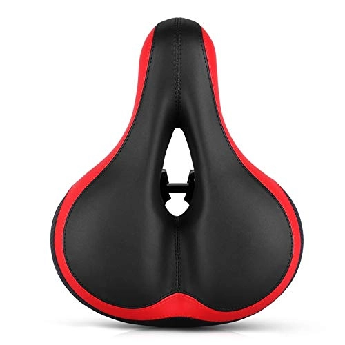 Mountain Bike Seat : VISTANIA Cycling Mountain Bicycle Saddle Big Butt Road Bike Seat With Light Comfortable Soft Shock Absorber Breathable Cycling Bicycle Seat (Color : Black Red)