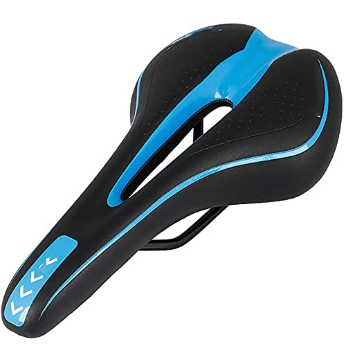Mountain Bike Seat : Waterproof Bike Saddle Bicycle Seat Cushion Mountain Bike Saddle Double Tail Wing Center Hollow Seat Cushion Comfortable Replacement (Color : Blue, Size : 27.5x14.5cm)