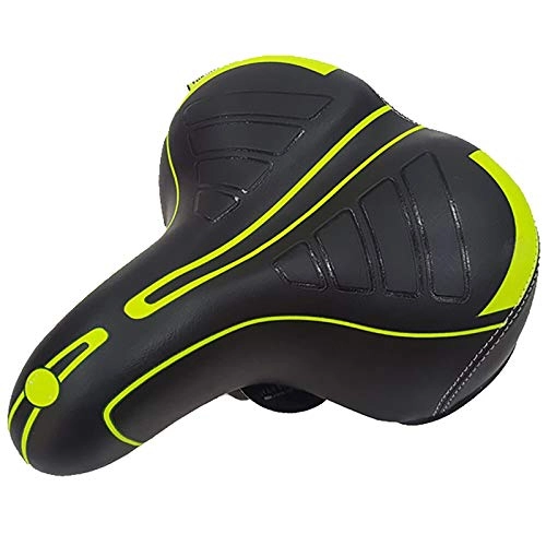 Mountain Bike Seat : Waterproof Bike Saddle Comfortable Not Sultry Bicycle Saddle Thickened Seat Cushion Mountain Bike Seat Comfortable Replacement (Color : Green, Size : 25x20cm)