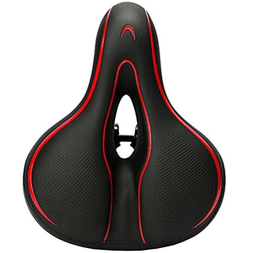 Mountain Bike Seat : Waterproof Bike Saddle Mountain Bike Bicycle Seat Bicycle Saddle Riding Equipment Cushion for All Seasons Comfortable Replacement (Color : Red, Size : 24X10x18cm)