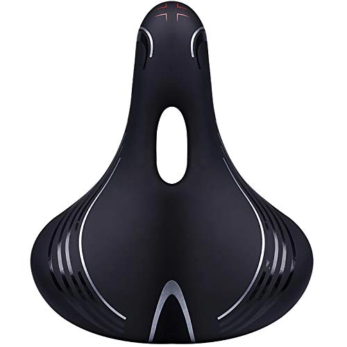 Mountain Bike Seat : Waterproof Bike Saddle Mountain Bike Seat Cushion Bicycle Seat Cushion Road Bike Saddle Riding Equipment Accessories Comfortable Replacement (Color : Black, Size : 22x26cm)