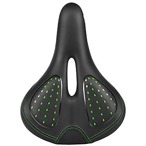 Mountain Bike Seat : Waterproof Bike Saddle Mountain Bike Silicone Saddle Bicycle Seat Saddle Seat with Tail Light Comfortable Replacement (Color : Green, Size : 26x19cm)