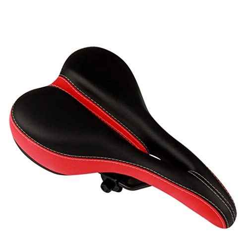 Mountain Bike Seat : Wide Thicken Seat MTB Cushion Non-Slip Waterproof Sponge Soft Cycling Saddle RED