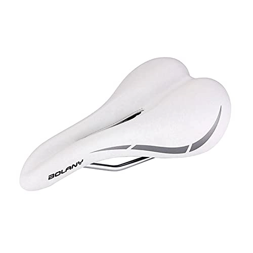 Mountain Bike Seat : wuwu Bicycle Saddle Hollow Breathable Seat Pad Shock Absorbing Wear Resistant Saddle Cushion MTB Mountain Road Bike Seat Pad (Color : White)