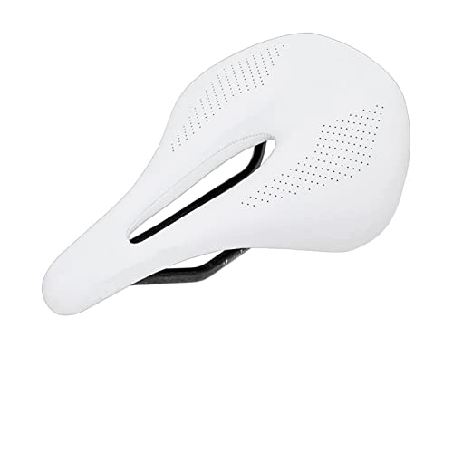 Mountain Bike Seat : YEJIANGHUA Carbon Fiber Saddle Road Mtb Mountain Bike Bicycle Saddle Fit For Man Cycling Saddle Trail Comfort Races Seat Red White (Color : White 155mm)