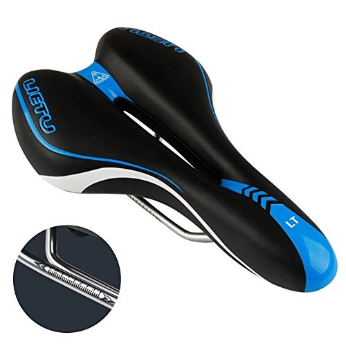 Mountain Bike Seat : YYDM Bike Seat Cover Leather Waterproof - Hollow Breathable Soft Bicycle Seat / Ventilated Mountain Bike Saddle, for Cyclist, Blue