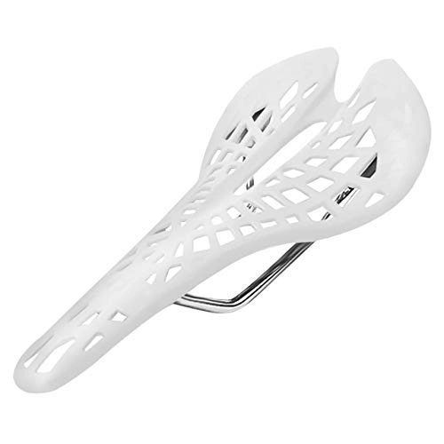 Mountain Bike Seat : Zixin Comfortable Bike Seat, Super Light Plastic Bicycle Saddle Mountain MTB Bike Saddle Seat PVC Cushion 6 Color Cycling Bicycle Saddle (Color : White)