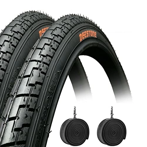 Mountain Bike Tyres : 2 BLACK COVERS 26 X 1.75 (44-559) + ROAD PNEUMATIC AIR CHAMBERS FOR MTB MOUNTAIN BIKE SLICK