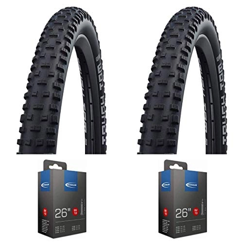 Mountain Bike Tyres : 2 x Schwalbe TOUGH TOM 26 x 2.25 Mountain Bike Tyre & 2 x Schwalbe Inner Tubes With Presta Valves