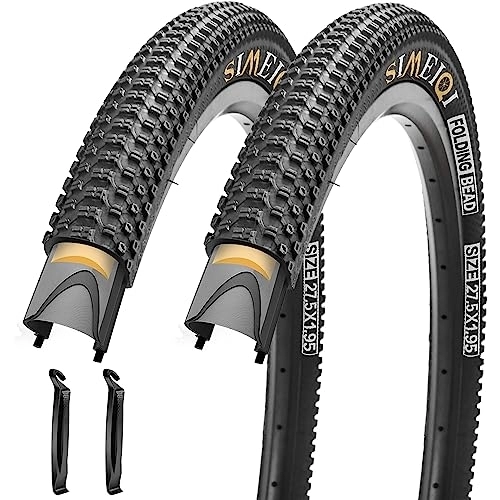 Mountain Bike Tyres : 24 / 26 / 27.5 X 1.95 Inch Folding Bike Tires with 3mm Anti Puncture Proof Protection for MTB Mountain Bicycles (27.5X1.95 / 2 Tires)