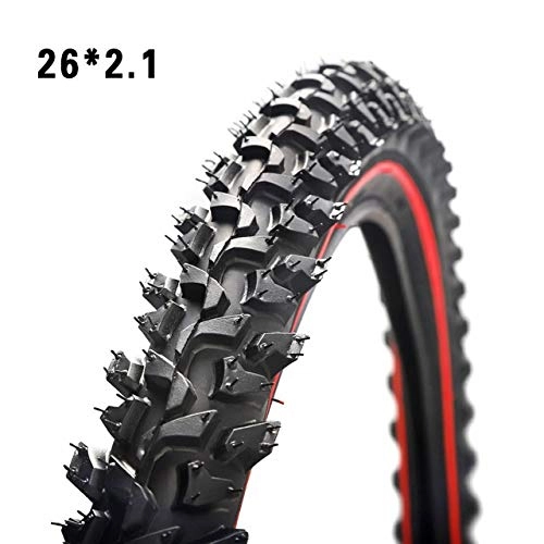 Mountain Bike Tyres : CZLSD Bicycle Tires 26 2.125 MTB 26 Inch 24 Inch 1.95 Wire Bead Tyres Mountain Bike Tire Large Tread Strong Grip Cross-country (Color : 26x2.1 red)