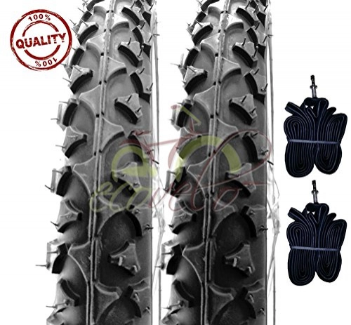 Mountain Bike Tyres : Deestone EBA24MBU 2 Black Covers + 2 Air Chambers 24 x 1.95 (54-507) MTB Mountain Bike Bicycle