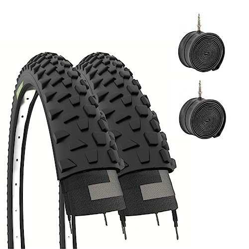 Mountain Bike Tyres : Ecovelò, 2 x MTB Covers 26 x 2.10 (54-559) + Unisex Adult, Black