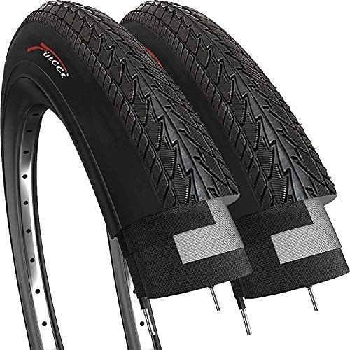 Mountain Bike Tyres : Fincci Pair 28 x 1 1 / 2 Inch 40-635 Tyres for Road Mountain MTB Hybrid Bike Bicycle (Pack of 2)