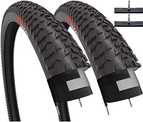 Mountain Bike Tyres : Fincci Set Pair 20 x 1.95 Inch 53-406 Tyres with Presta Inner Tubes for BMX MTB Mountain Offroad or Kids Childs Bike Bicycle (Pack of 2)