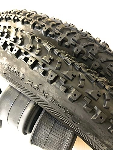 Mountain Bike Tyres : Generico 2 Tires MTB 26 X 1.95 (53-559) + 2 Air Chambers 26 MTB Mountain Bike