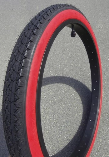 Mountain Bike Tyres : Gnrique 26 Inch Cruiser (57-559) Tyre 26 x 2.125 Black Side Red Bicycle City Beachcruiser Mountain Bike Chopper