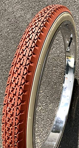 Mountain Bike Tyres : Gnrique 26 Inch Cruiser Tyre Clay White Side (Red Brick) (57-559) 26 x 2.125 Vintage Retro Design Bicycle City Beachcruiser Mountain Bike Chopper