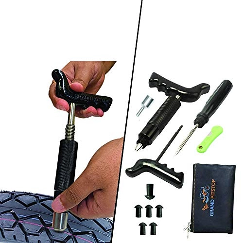 Mountain Bike Tyres : GRAND PITSTOP Tubeless Tyre Puncture Repair Kit for Motorcycle, Cars with Mushroom Plugs (Mini Plug Kit) (6 Plugs)