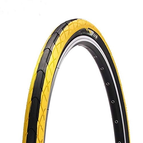 Mountain Bike Tyres : LSXLSD Bike Tires 26 x 1.5 Commuter / Urban / Cruiser / Hybrid Bicycle Tires Road Mtb Bike Tyre Wire Beads Solid Bike Tires For Bicycle (Color : Yellow)