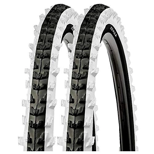 Mountain Bike Tyres : P4B 2 x 20 inch bicycle tyres (50-406) in black / white, 20 x 2.00, very good grip in all situations, high smoothness, for mountain bikes