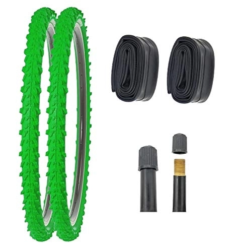 Mountain Bike Tyres : P4B 2 x 24 inch MTB bicycle tyres (50-507) with AV tubes, very good grip in all situations, smooth running, 24 x 1.95, 50-507, for mountain bike, 24 inch bicycle coat.