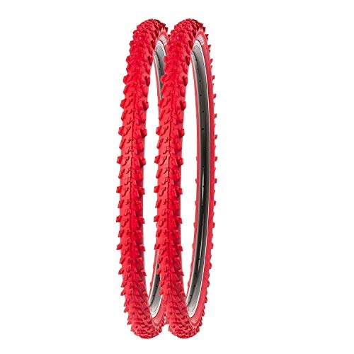 Mountain Bike Tyres : P4B 2 x 24 inch MTB bicycle tyres Very good grip in all situations High quiet running 24 x 1.95 50 - 507 For mountain bikes 24 inch bicycle coat in red