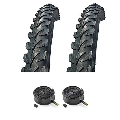 Mountain Bike Tyres : PAIR Baldwins 24 x 1.95 BLACK Mountain Bike Off Road Tyres & Schrader Valve Tubes