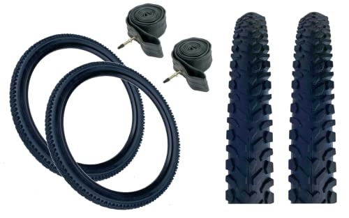 Mountain Bike Tyres : PAIR Baldwins 26 x 1.95 BLACK Mountain Bike Off Road Tyres & Presta Valve Tubes