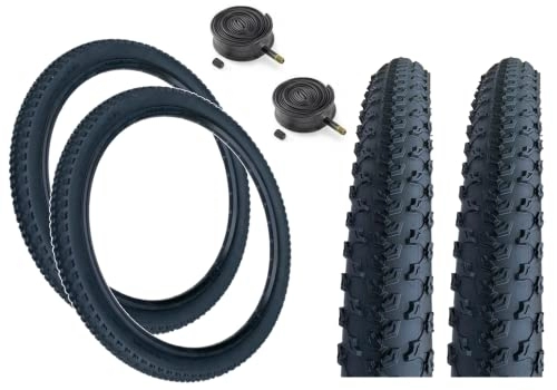 Mountain Bike Tyres : PAIR Baldwins 27.5 x 2.10 BLACK Mountain Bike Off Road Tyres & Schrader Valve Tubes