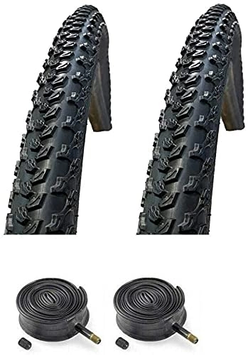 Mountain Bike Tyres : PAIR Baldwins 29 x 2.10 BLACK Mountain Bike Off Road Tyres & Schrader Valve Tubes