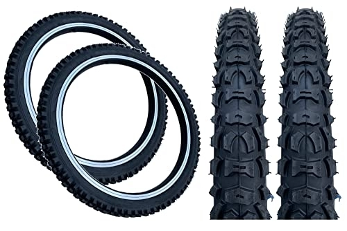 Mountain Bike Tyres : PAIR Baldy's 20 x 2.0 BLACK Kids Mountain Bike Chunky Tyres