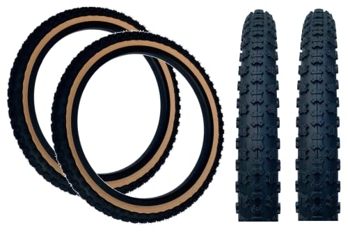 Mountain Bike Tyres : PAIR Baldy's 20 x 2.125 BLACK With TAN WALL Kids BMX / Mountain Bike Tyres