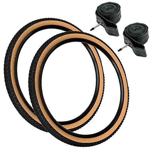 Mountain Bike Tyres : PAIR Baldy's 27.5 x 2.10 AMBER WALL Mountain Bike Chunky Off Road Tyres & Presta Valve Tubes