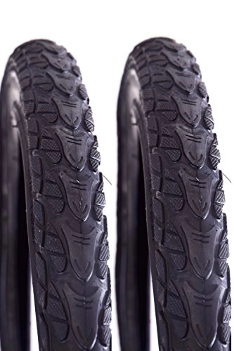 Mountain Bike Tyres : Ridge Trax 24" x 2.0 Junior Kids Urban Bike Tyre Reflective Sidewall Black Semi Slick Black (Two Tyres)