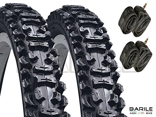 Mountain Bike Tyres : RMS N°2 Tyres 20 x 1.95 (50-406) MTB Bike Black + 2 Chambers