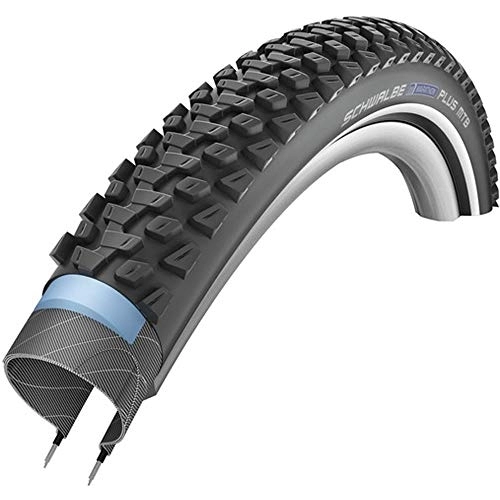 Mountain Bike Tyres : Schwalbe Marathon Plus MTB Tyre 27.5 x 2.1 Inches 54-584 mm Black Reflex 1 + Patches
