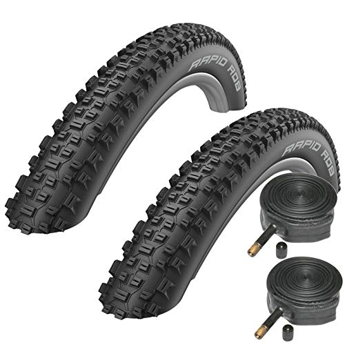 Mountain Bike Tyres : Schwalbe Rapid Rob 26" x 2.25 Mountain Bike Tyres & Schrader Inner Tubes (Pair)