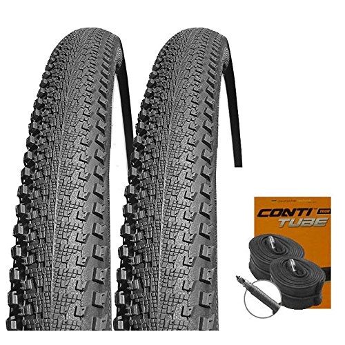 Mountain Bike Tyres : Set: 2x Continental Double Fighter III 27, 5x2.00 / 584+ Conti Tube Racing Type