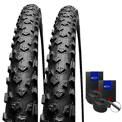 Mountain Bike Tyres : Set: 2x Impac Ridgepac Tyre MTB 26x 2.25 / 57-559+ Schwalbe Inner Tubes Lug Tread Racing Type
