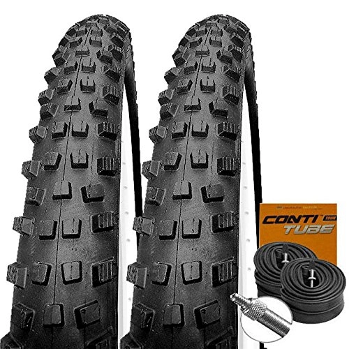 Mountain Bike Tyres : Set: 2x Impac Trailpac Black MTB Tyres + Conti Tubes Express Valve 29 / 57