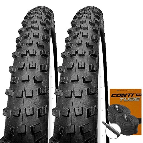 Mountain Bike Tyres : Set: 2x Impac Trailpac Black MTB Tyres + Conti Tubes Racing Type 29 / 57