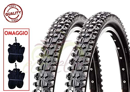 Mountain Bike Tyres : Union 2 Tyres + 2 Inner Tubes 26 x 2.125 MTB 57-559 Mountain Bike Bicycle Tyres