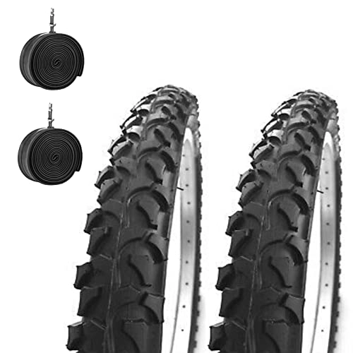 Mountain Bike Tyres : Union EBA26MDU 2 Covers + 2 Air Chambers 26 x 2.125 MTB 57-559 Mountain Bike Tyres