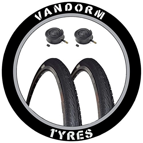 Mountain Bike Tyres : Vandorm 26" x 1.50" Advance Hybrid MTB Slick Tyres (PAIR) and Schrader Tubes - J1024 x 2