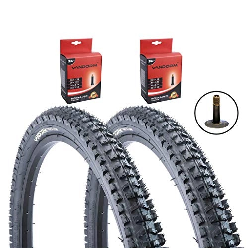 Mountain Bike Tyres : Vandorm 26" x 2.30" Summit MTB Mountain Bike Tyres & Schrader Tubes (PAIR)