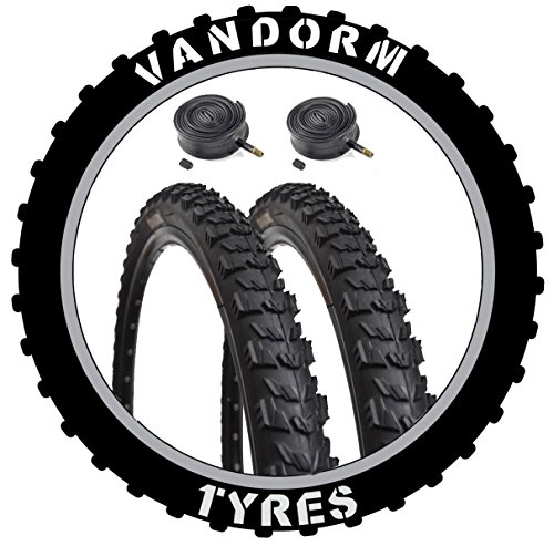 Mountain Bike Tyres : Vandorm PAIR 26" x 1.95" Fury XC MTB Tyres and 2 x Schrader Valve Inner Tubes