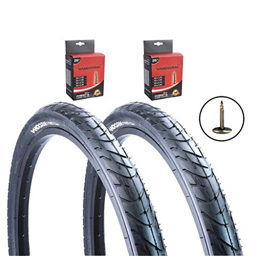 Mountain Bike Tyres : Vandorm Wind 210 26" x 2.10" MTB Slick Tyres (PAIR) - P1184 and Schrader SLIME Tubes x 2 Bike part