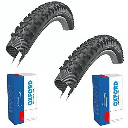 Mountain Bike Tyres : XLC MountainX MTB Tyres - 700 x 40c / 28 x 1.60 (Erto 42-622) plus Oxford Presta Valve Tubes (pair)
